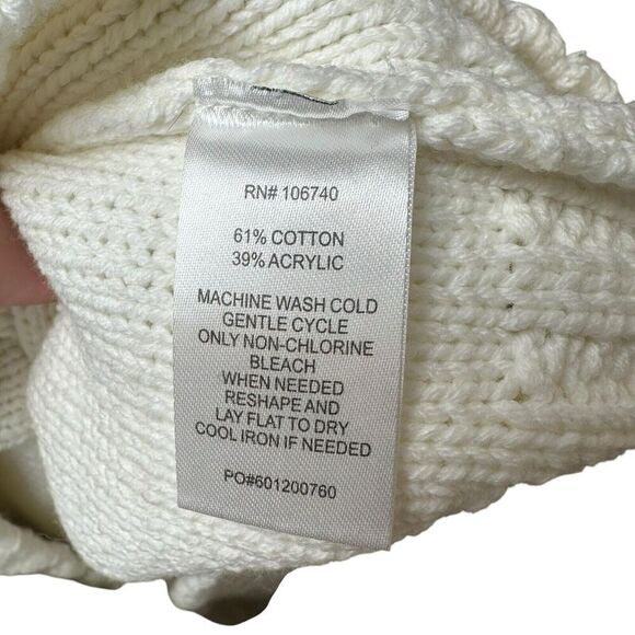 Chadwicks White Chunky Bobble Knit Sweater Medium | Cottagecore Relaxed Pullover - Picture 6 of 6